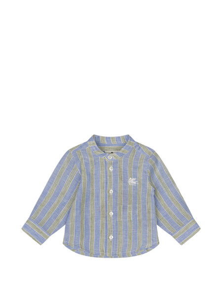  Etro Kids Pegaso-embroidered Striped Shirt - Blue 