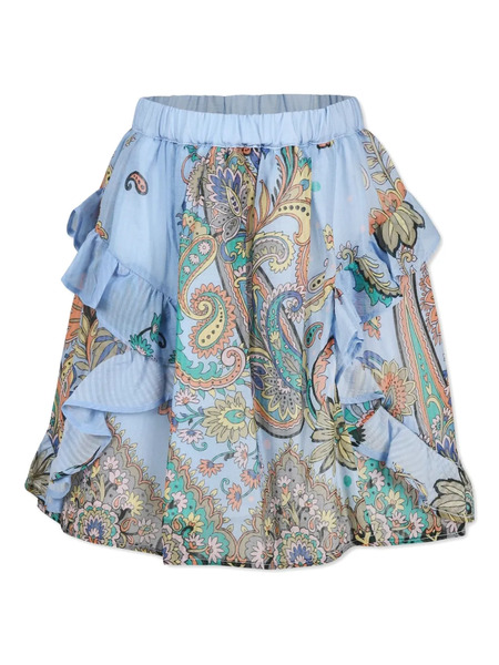  Etro Kids Ruffled Paisley-print Skirt - Blue 
