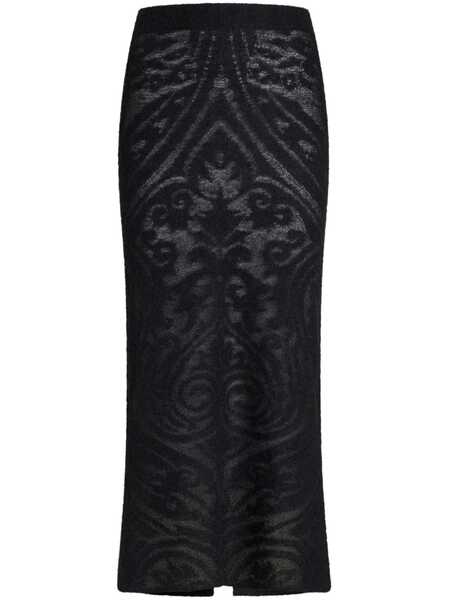  Etro Knitted Jacquard Midi Skirt - Black 