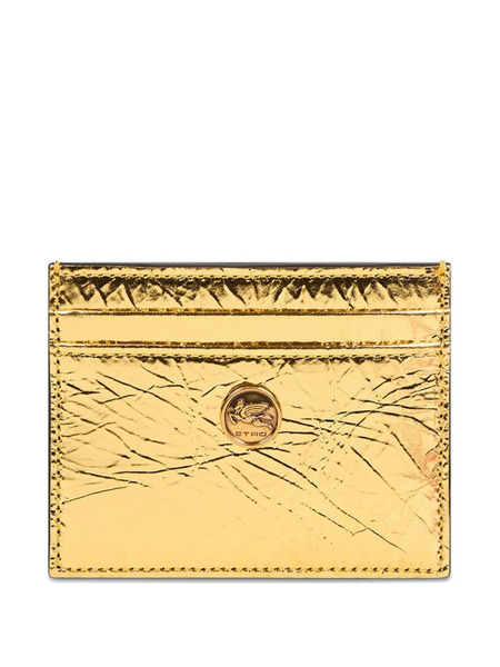  Etro Laminated Leather Card Holder - Gold 