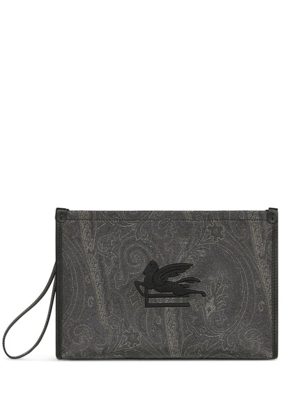  Etro Large Essential Paisley-print Clutch Bag - Black 
