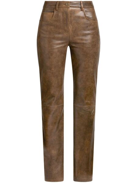  Etro Leather Trousers - Brown 