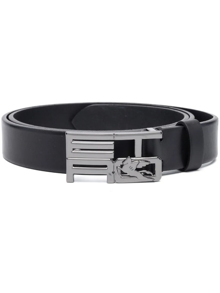  Etro Logo-buckle Leather Belt - Black 