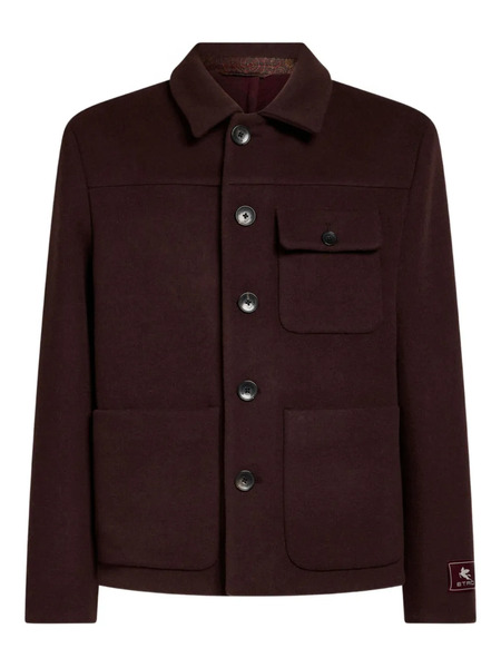  Etro Logo Cashmere Shirt Jacket - Red 