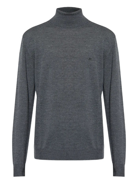  Etro Logo-embroidered Turtleneck Sweater - Grey 