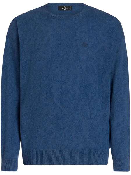  Etro Logo-embroidered Wool Jumper - Blue 