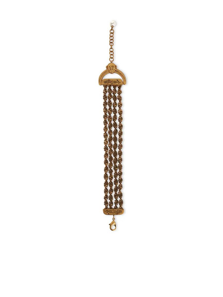  Etro Logo Engraved Woven Bracelet - Gold 