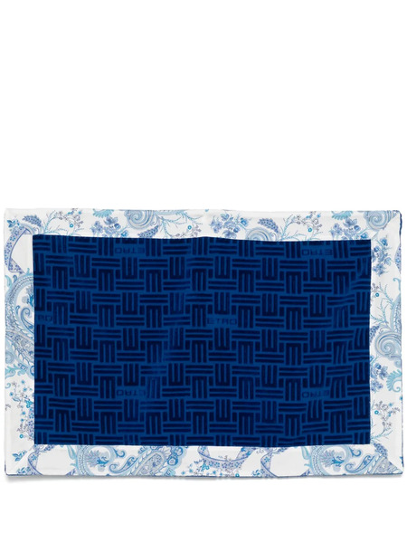  Etro Logo-flocked Batch Towel (87cm X 59cm) - Blue 
