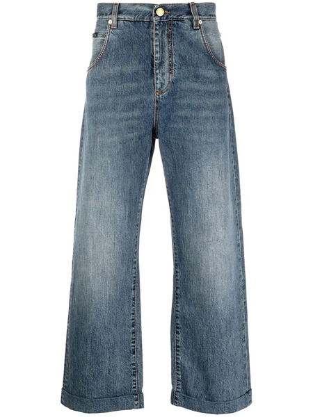  Etro Logo-patch Straight-leg Jeans - Blue 