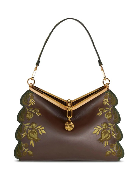  Etro Medium Embroidered Vela Shoulder Bag - Brown 