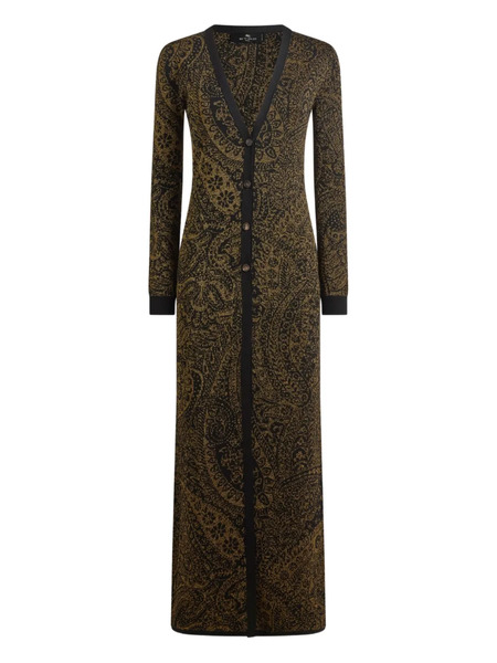  Etro Metallic Paisley Long Cardigan - Black 