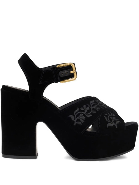  Etro 100mm Velvet Sandals - Black 
