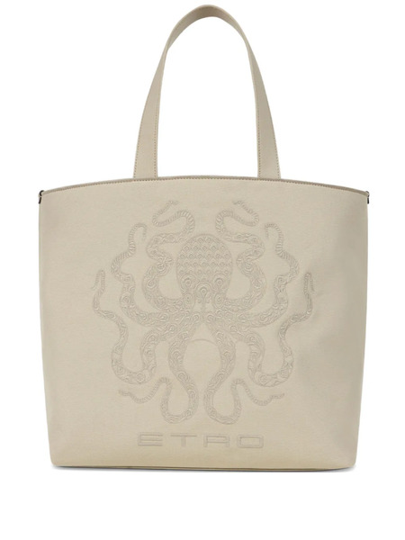  Etro Octopus-embroidered Tote Bag - Neutrals 