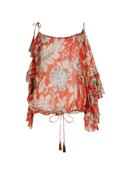  Etro One-sleeved Floral-detail Top - Red 