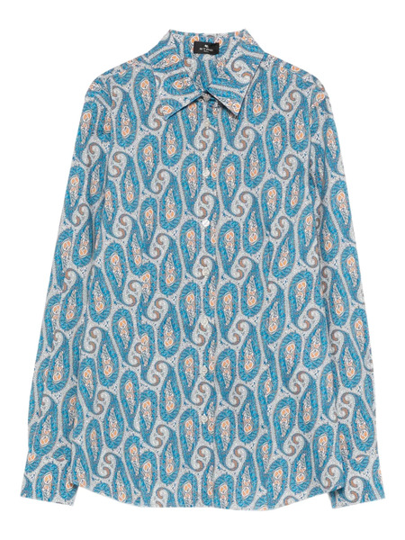  Etro Paisley Collared Shirt - Blue 