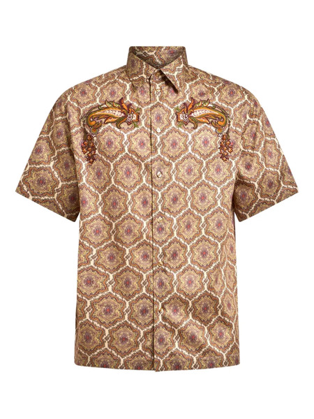  Etro Paisley-embroidered Geometric-pattern Shirt - Neutrals 