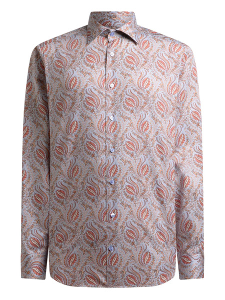 Etro Paisley Foliage Satin Shirt - Blue 
