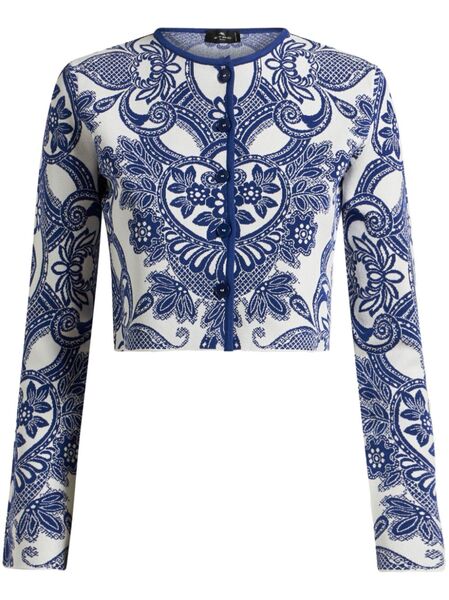  Etro Paisley-intarsia Cardigan - Blue 