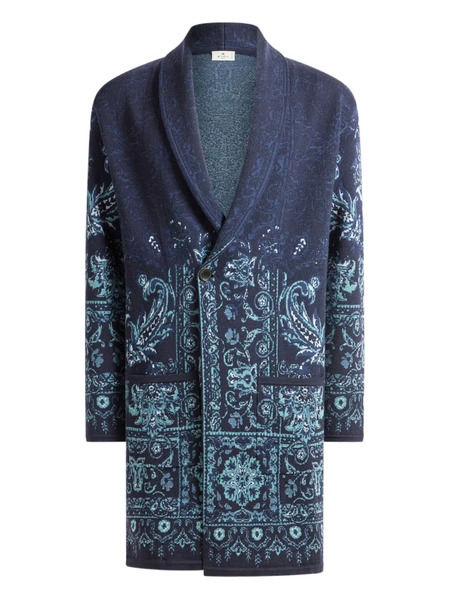  Etro Paisley-jacquard Cardigan - Blue 