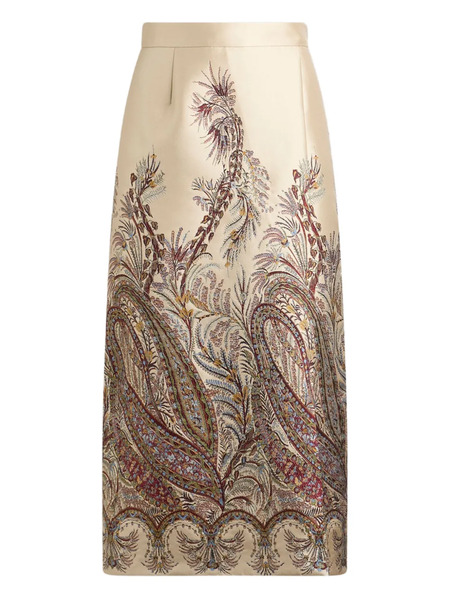  Etro Paisley Jacquard Midi Skirt - Neutrals 