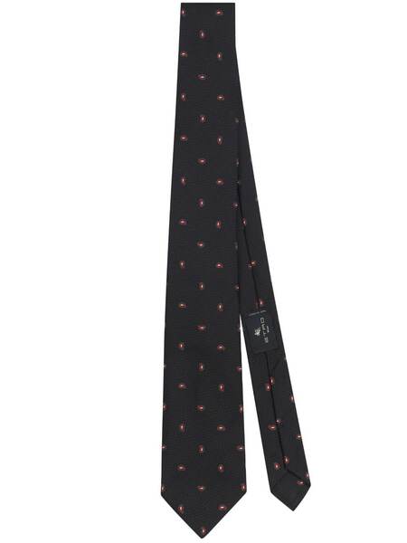  Etro Paisley Jacquard Silk Tie - Black 