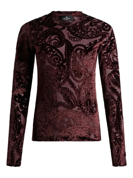  Etro Paisley-jacquard Velvet Blouse - Brown 