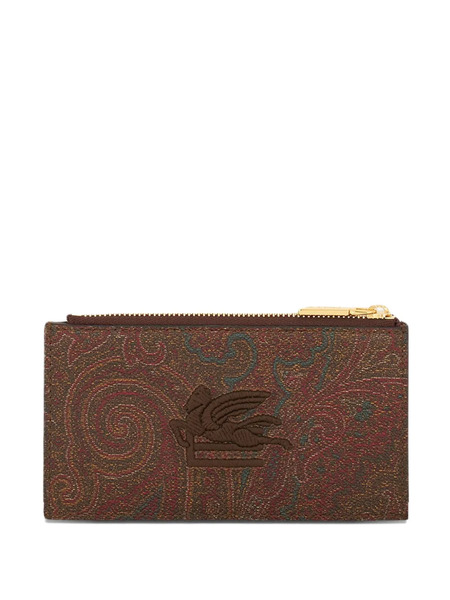  Etro Paisley-pattern Embroidered-detail Cardholder - Brown 