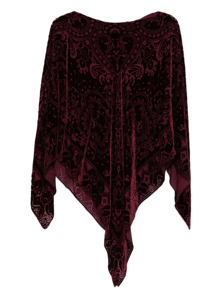  Etro Paisley-pattern Velvet Poncho - Red 