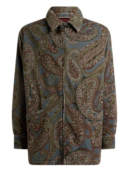  Etro Paisley-print Corduroy Jacket - Green 