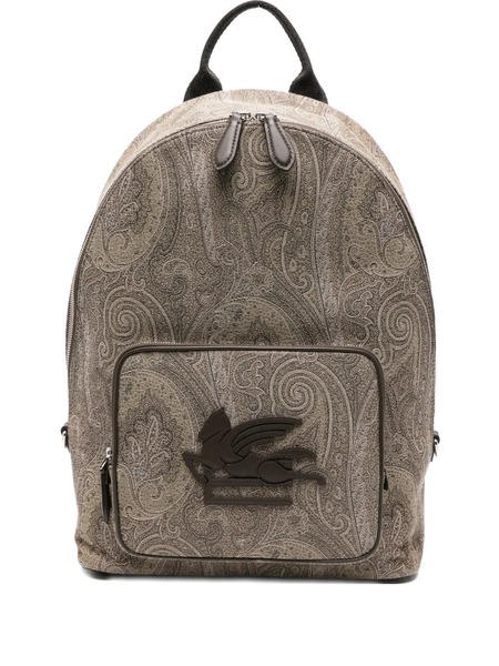  Etro Paisley-print Logo-appliqué Backpack - Brown 