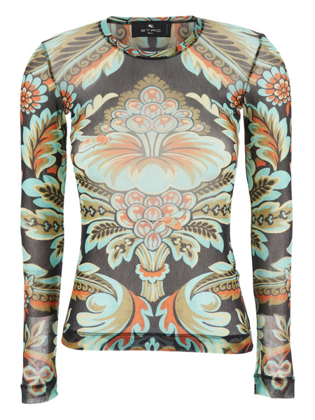  Etro Paisley-print Mesh Top - Black 