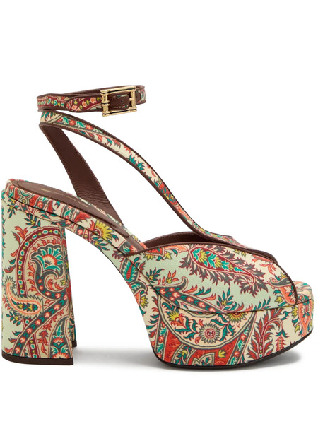  Etro Paisley-print Platform Sandals - Neutrals 