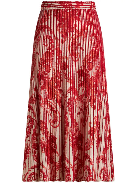  Etro Paisley-print Pleated Midi Skirt - Red 