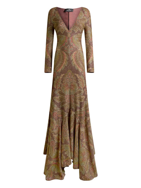  Etro Paisley-print Ruffled Dress - Brown 