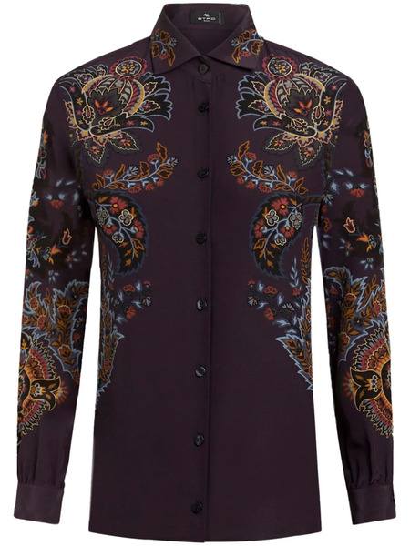  Etro Paisley-print Silk Shirt - Purple 