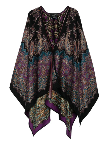  Etro Paisley-print Tasselled Poncho - Black 