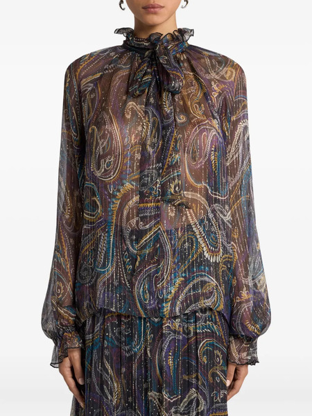  Etro Paisley Silk Blouse - Purple 