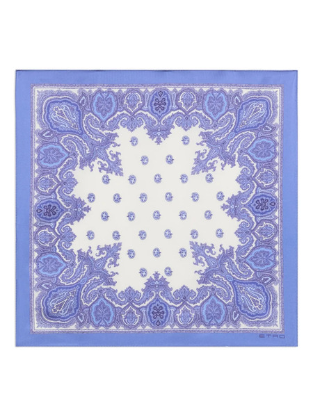  Etro Paisley Silk Pocket Square - Blue 