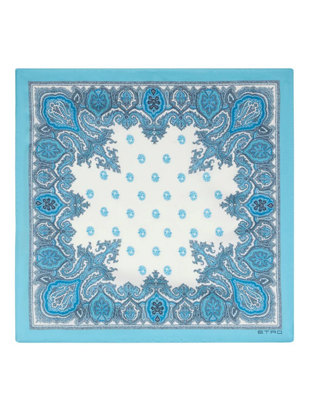  Etro Paisley Silk Pocket Square - Blue 