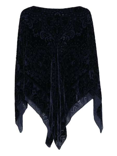  Etro Paisley-velvet Poncho - Blue 