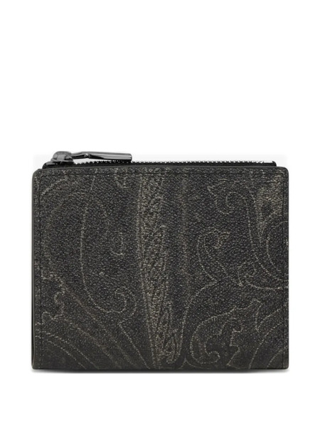  Etro Paisley Zip Wallet - Black 