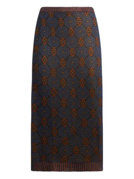 Etro Pattern Knit Midi Skirt - Blue 
