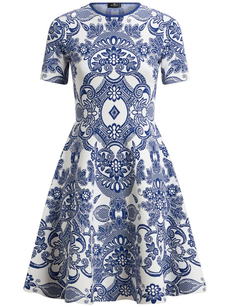  Etro Patterned-jacquard Mini Dress - Blue 