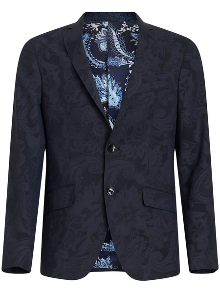  Etro Patterned-jacquard Single-breasted Blazer - Blue 