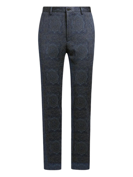  Etro Patterned-jacquard Tailored Trousers - Blue 