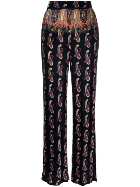  Etro Patterned-jacquard Velvet Trousers - Blue 