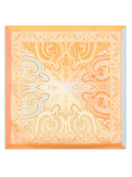  Etro Patterned Silk Pocket Square - Orange 