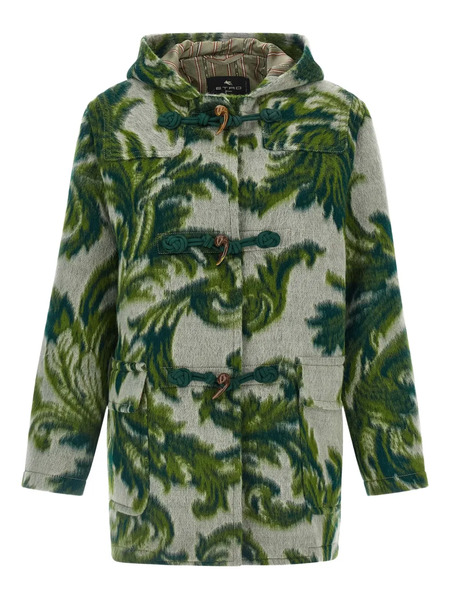  Etro Patterned Toggle Coat - Green 