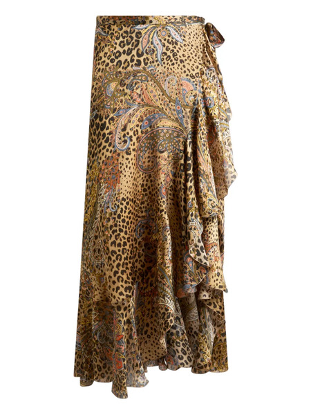  Etro Peau D'ange Silk Midi Skirt - Brown 
