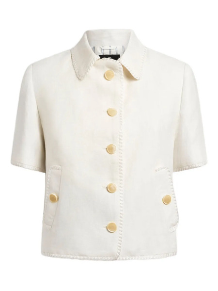  Etro Pegaso-buttons Short-sleeve Cropped Jacket - Neutrals 